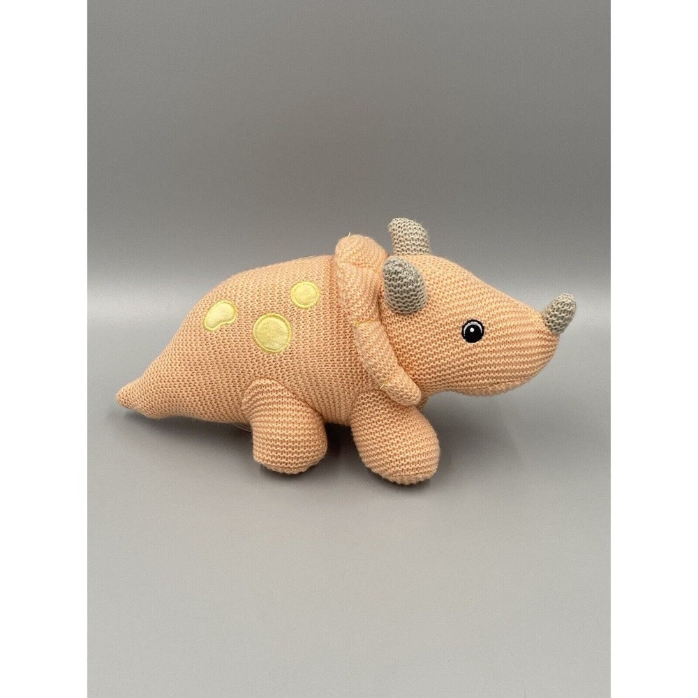 Spark Create Imagine Knit Triceratops Dinosaur Plush Rattle Lovey 12"